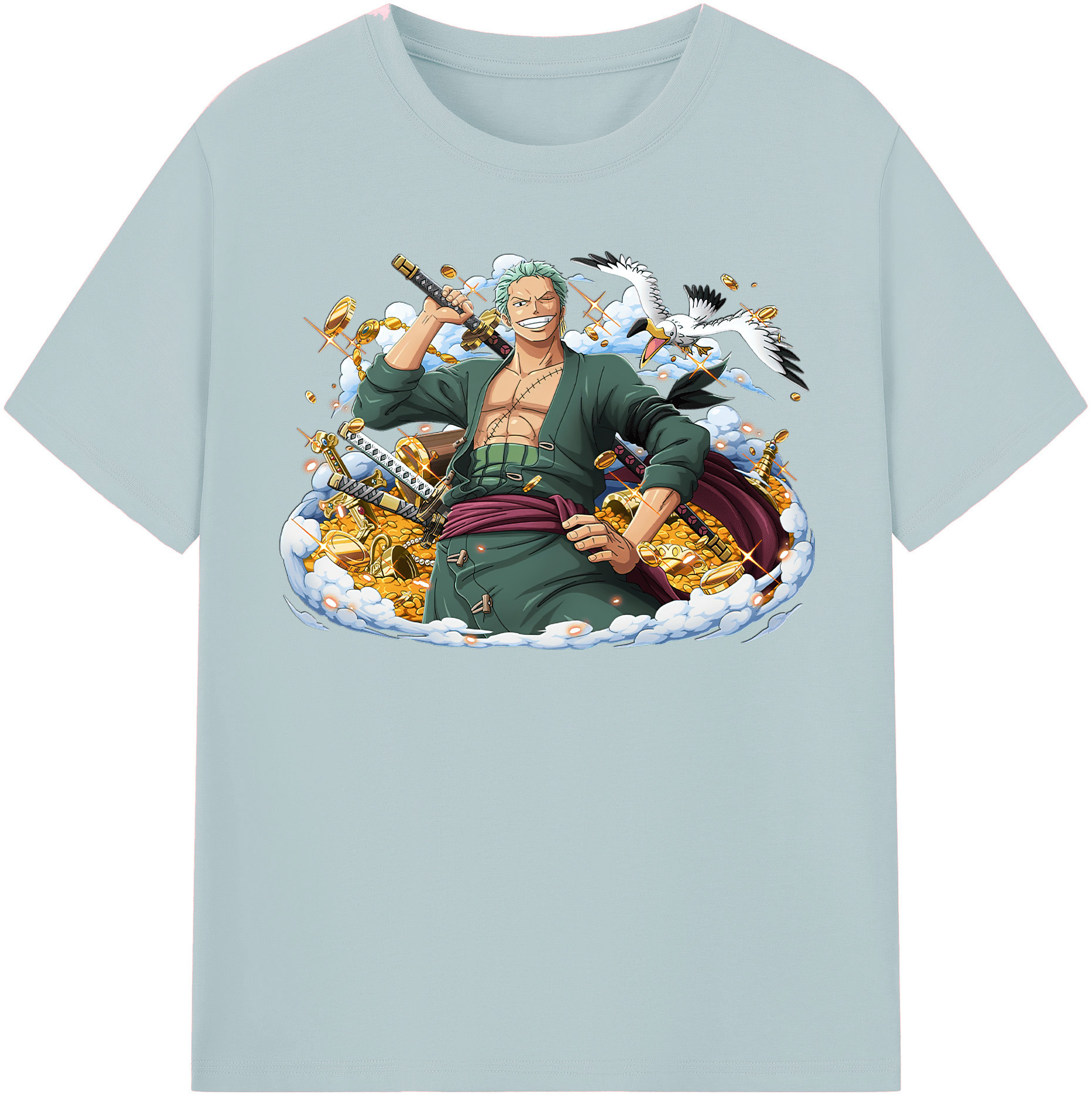 ワンピース ロロノア・ゾロ ONE PIECE Roronoa Zoro 綿100％半袖Tシャツ（フロントプリント）